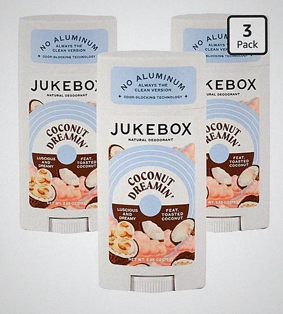 3-Pack JUKEBOX Natural Deodorant for Women Coconut Dreamin' Scent Aluminum Free