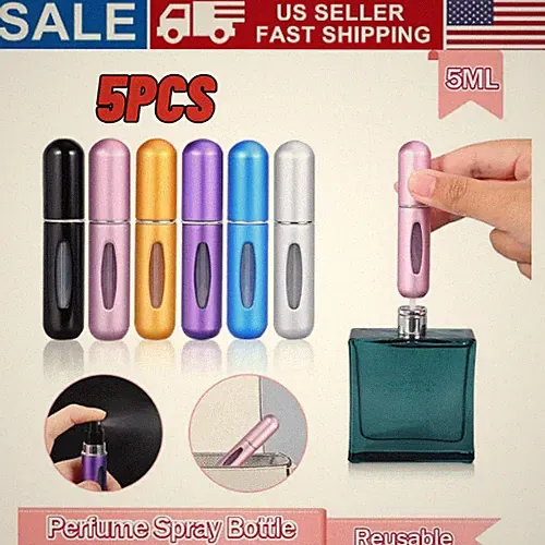 5Pcs Mini Travel Perfume Atomizer Bottle Spray Pump Case Refillable Portable US