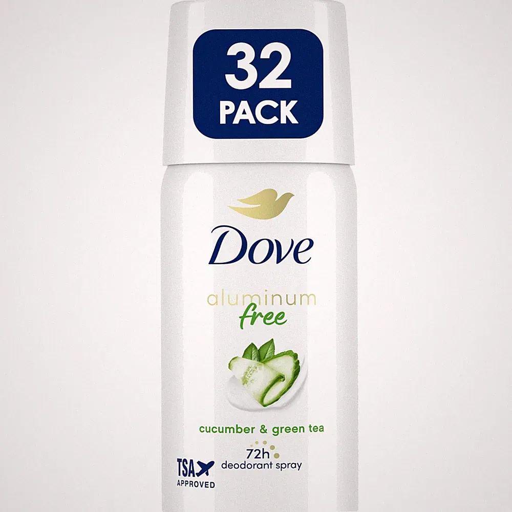 Aluminum-Free Deodorant, Travel-Size Spray 32-Pack – Cucumber & Green Tea, 1....
