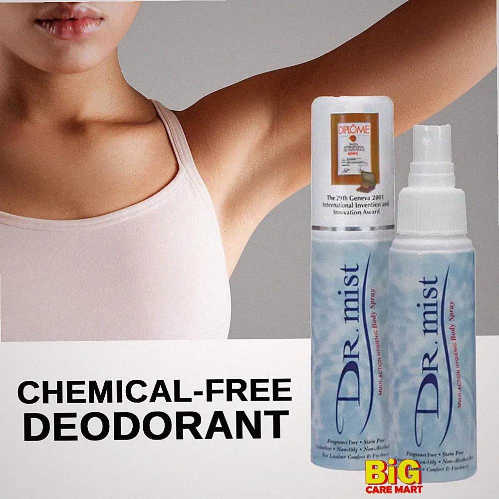 Dr Mist Natural Aluminum Free Deodorant Spray 75ml X 3sets, Removes Body Odor