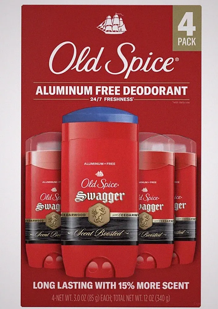 Old Spice Swagger Scent Boosted Aluminum Free Deodorant, 3 oz, 4-pack