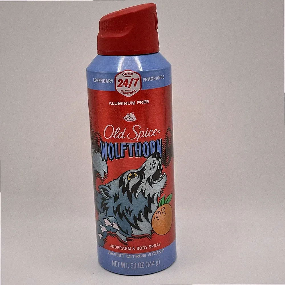 Old Spice WOLFTHORN Aluminum Free Body Spray New Sweet Citrus Scent