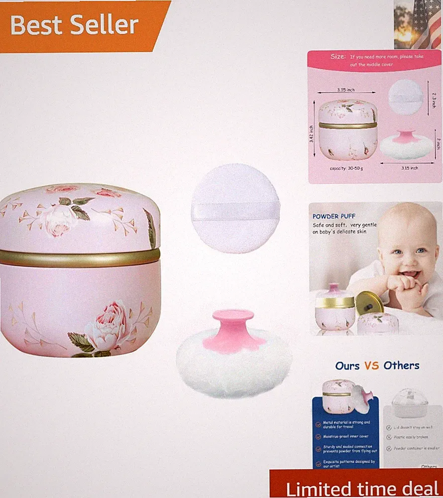 Soft & Comfortable Powder Puff with Stylish Travel Case - Spill-proof Design