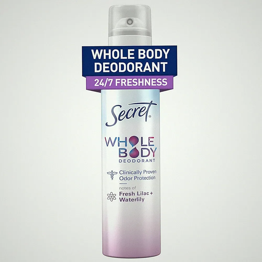 Whole Body Deodorant Spray for Women, Lilac & Waterlily Scent, Aluminum Free Deo